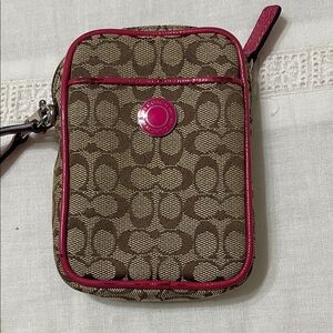 Coach Signature Brown and Pink Phone Case